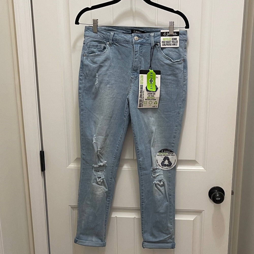 d. jeans Light Blue Cropped Distressed Jeans